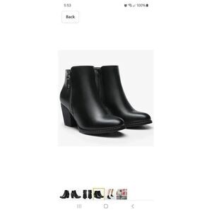 New 9 Anjoufemme Black Zip Chunky Ankle Boots Mid Heel Dress Boots Booties NWT